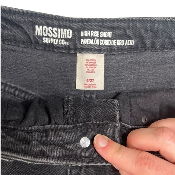 Mossimo black denim jean shorts distressed cutoff hem high rise 4/27 - Picture 3 of 3
